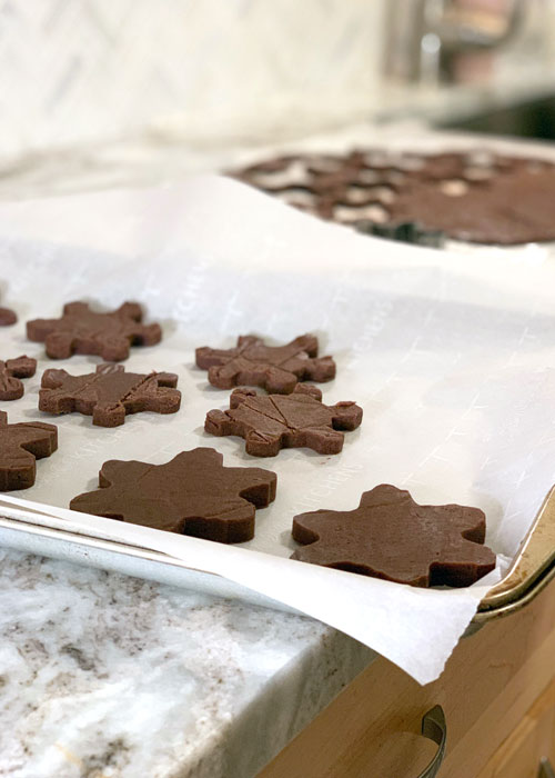 The best recipe for the chewiest, chocolate cutout cookies. These are no-spread chocolate cookies, perfect for cutting and icing into any shapes. #cookies #chocolate #cutout #snowflake