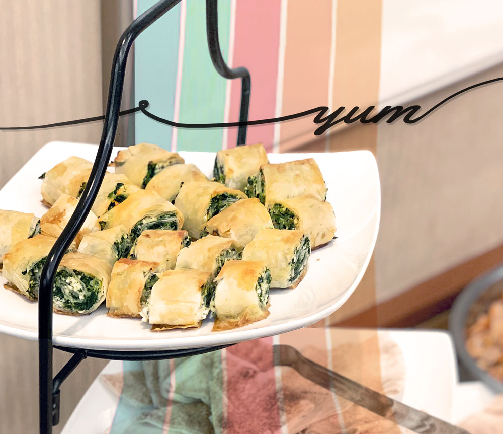 Spinach Feta Phyllo Rolls, an easy and quick appetizer recipe.