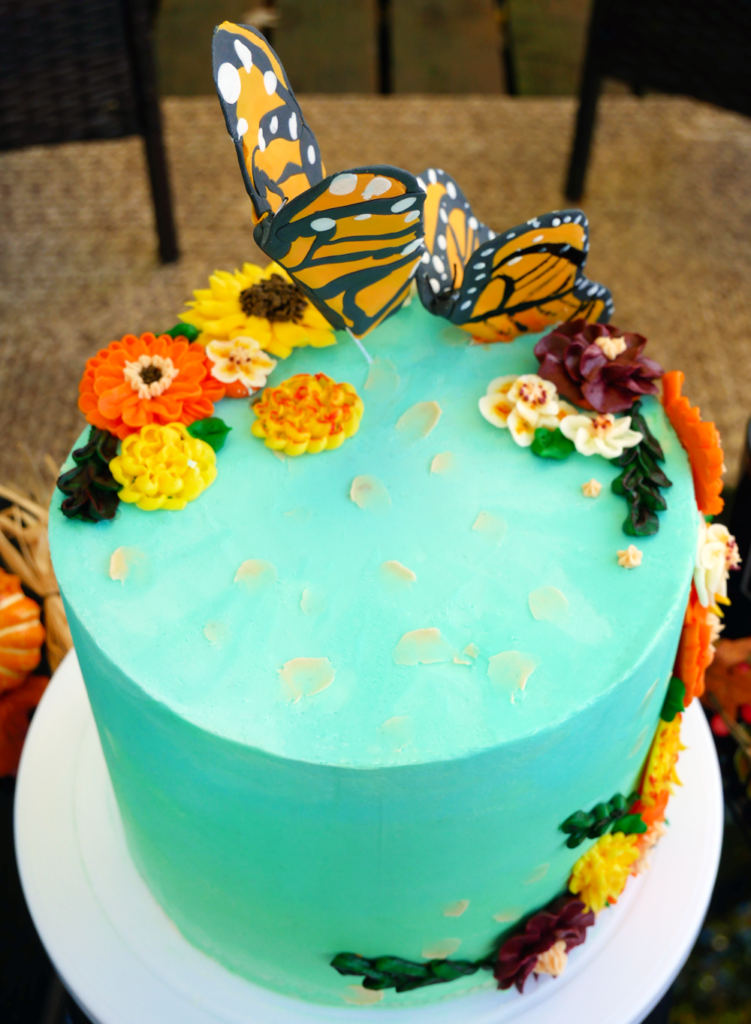 Cinnamon Apple Cake - Fall Flower & Monarch Butterfly Cake Decorating
