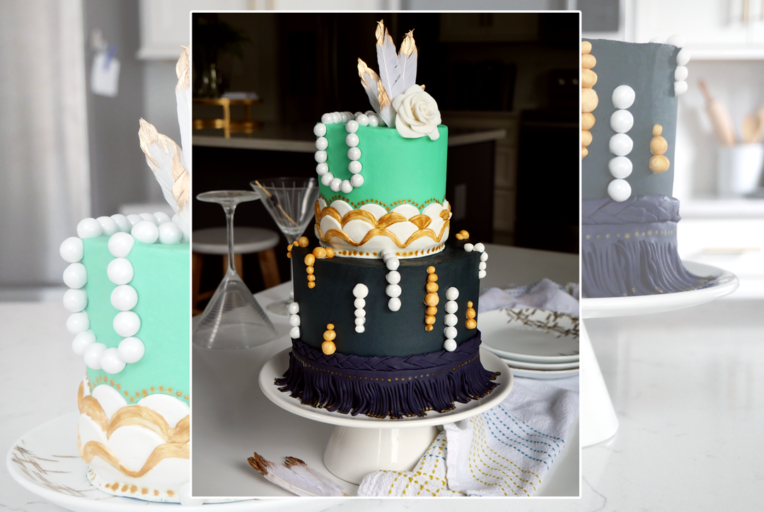 2 Tier Great Gatsby Roaring 20s Cake Decorating Tutorial