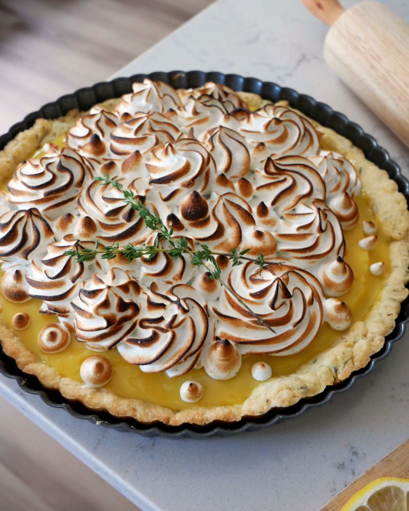 Lemon Lavender Meringue Tart with Thyme Shortcrust Pastry