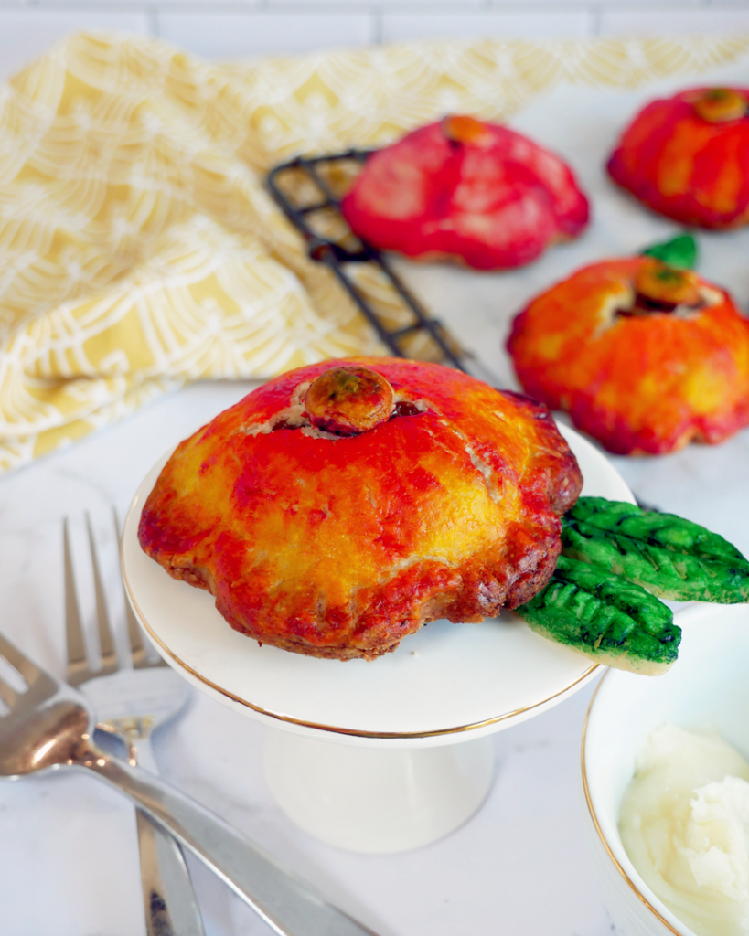 Watercolor-Painted Apple Hand Pies painted with Edible Watercolor to resemble flowers